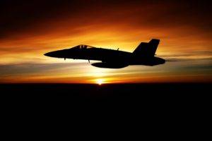 FA 18 Hornet, Aircraft, Sunset