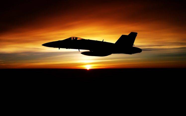 FA 18 Hornet, Aircraft, Sunset HD Wallpaper Desktop Background