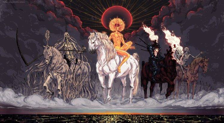 Four Horsemen of the Apocalypse, Famine, Death, War, Conquest HD Wallpaper Desktop Background