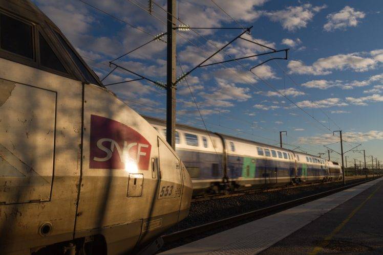 train station, Train, TGV, Sunset, SNCF, France HD Wallpaper Desktop Background