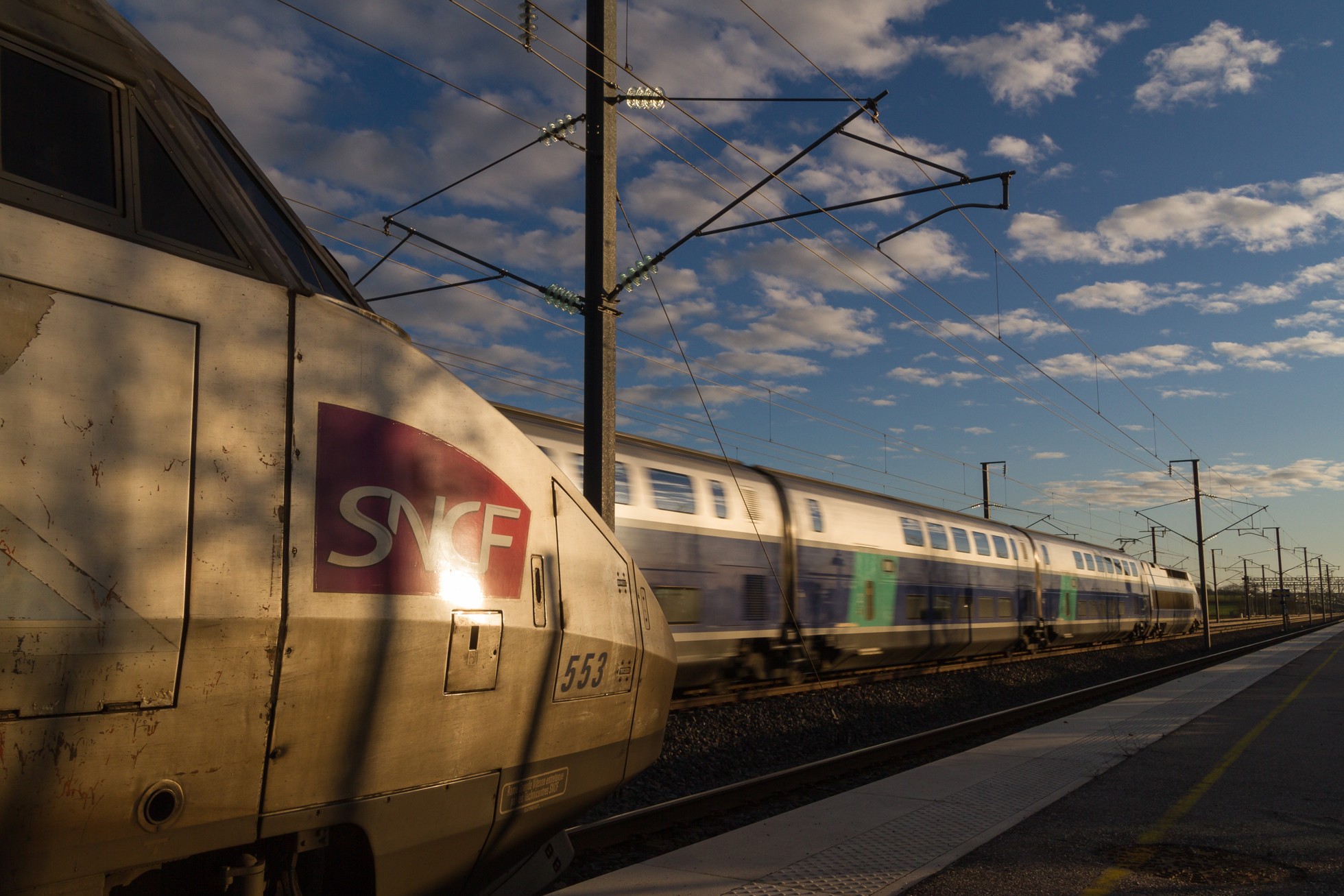 train station, Train, TGV, Sunset, SNCF, France Wallpaper