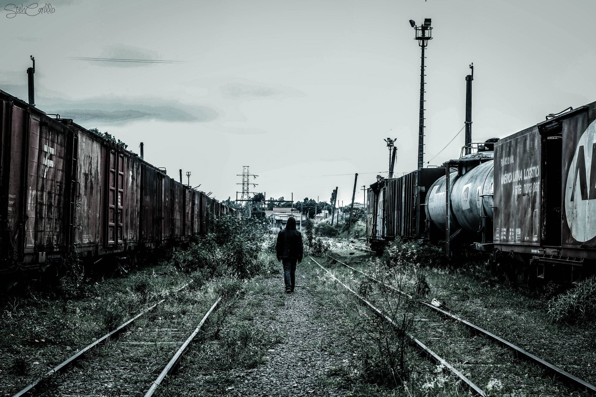 black, Railway, Men, Grass Wallpaper