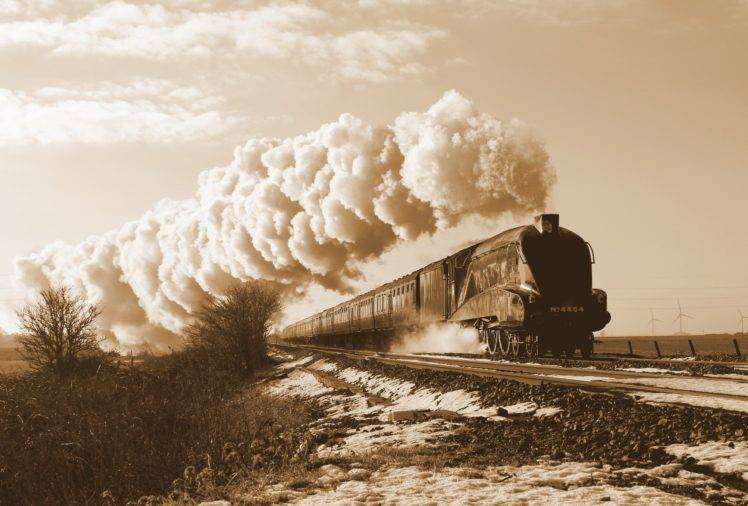 vehicle, Sepia, Train, Steam locomotive HD Wallpaper Desktop Background