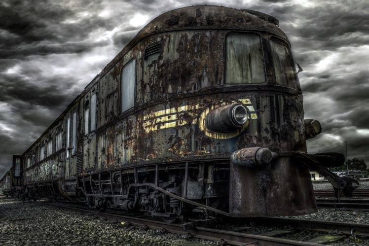 train, Vehicle, Abandoned, Old, HDR, Ruin, Railway, Overcast HD Wallpaper Desktop Background