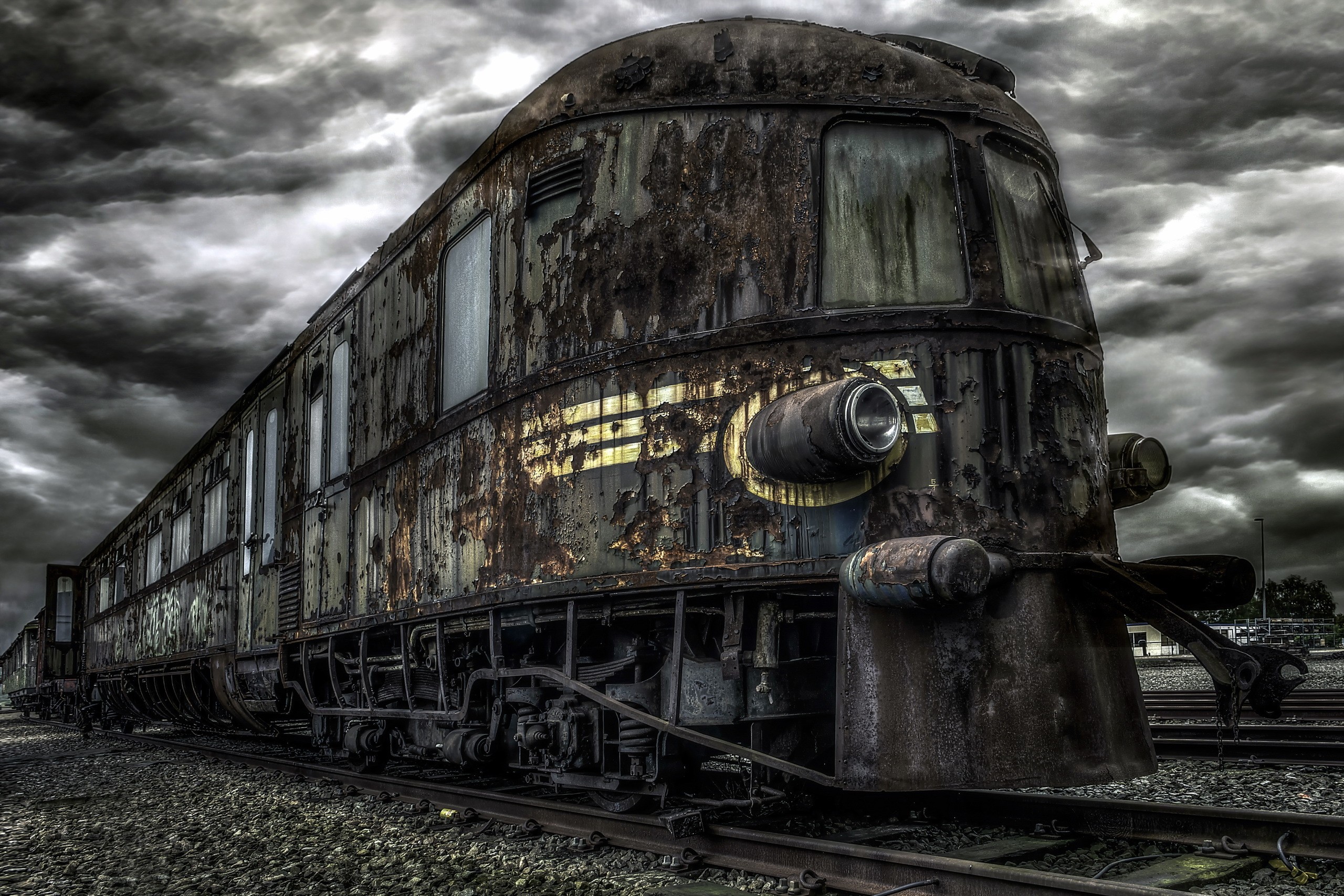 train, Vehicle, Abandoned, Old, HDR, Ruin, Railway, Overcast Wallpaper