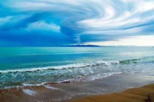 sea, Clouds, Beach, Waves