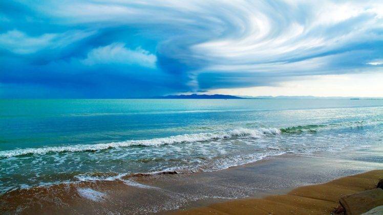sea, Clouds, Beach, Waves HD Wallpaper Desktop Background