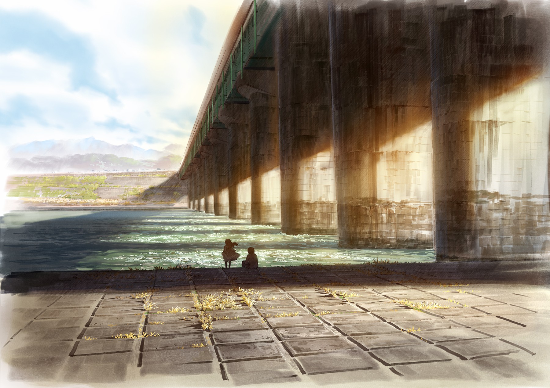 artwork, Bridge, Water, Sea, Drawing Wallpaper