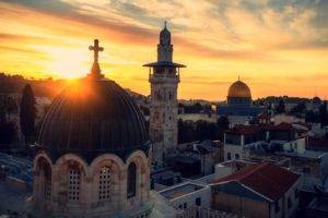 Jerusalem, Sky, Sunset, Cross, Holy City, Church