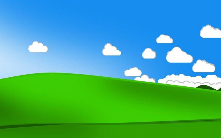 bliss, Windows XP, Minimalism, Valley, Clouds HD Wallpaper Desktop Background