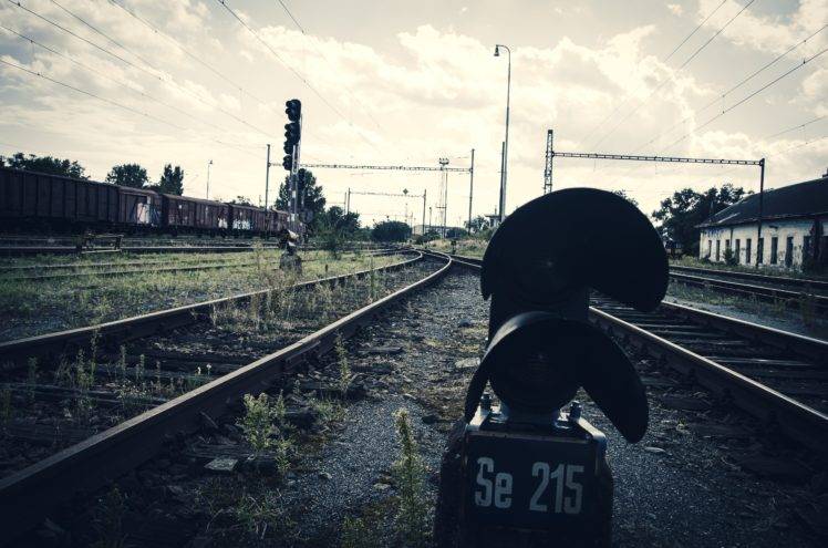 train, Train station, Old, Rust, Rail yard, Ground, Clouds, Pripyat, Ukraine, Muted, Railway, Abandoned HD Wallpaper Desktop Background