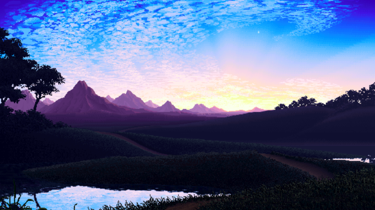 pixels, Mountain, Calm, Sky HD Wallpaper Desktop Background