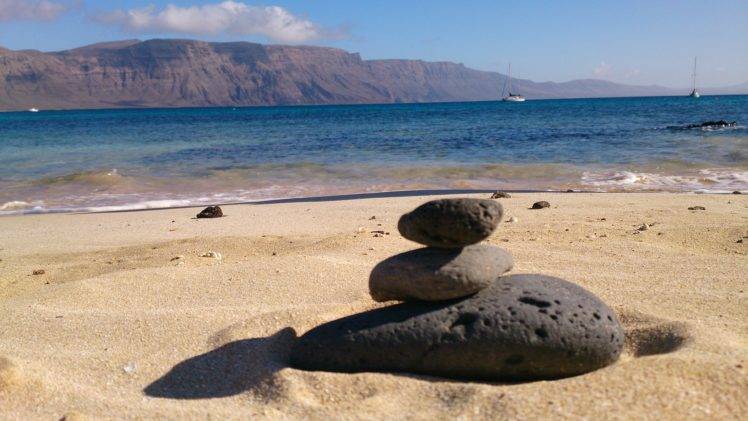 beach, Stones, Lanzarote HD Wallpaper Desktop Background