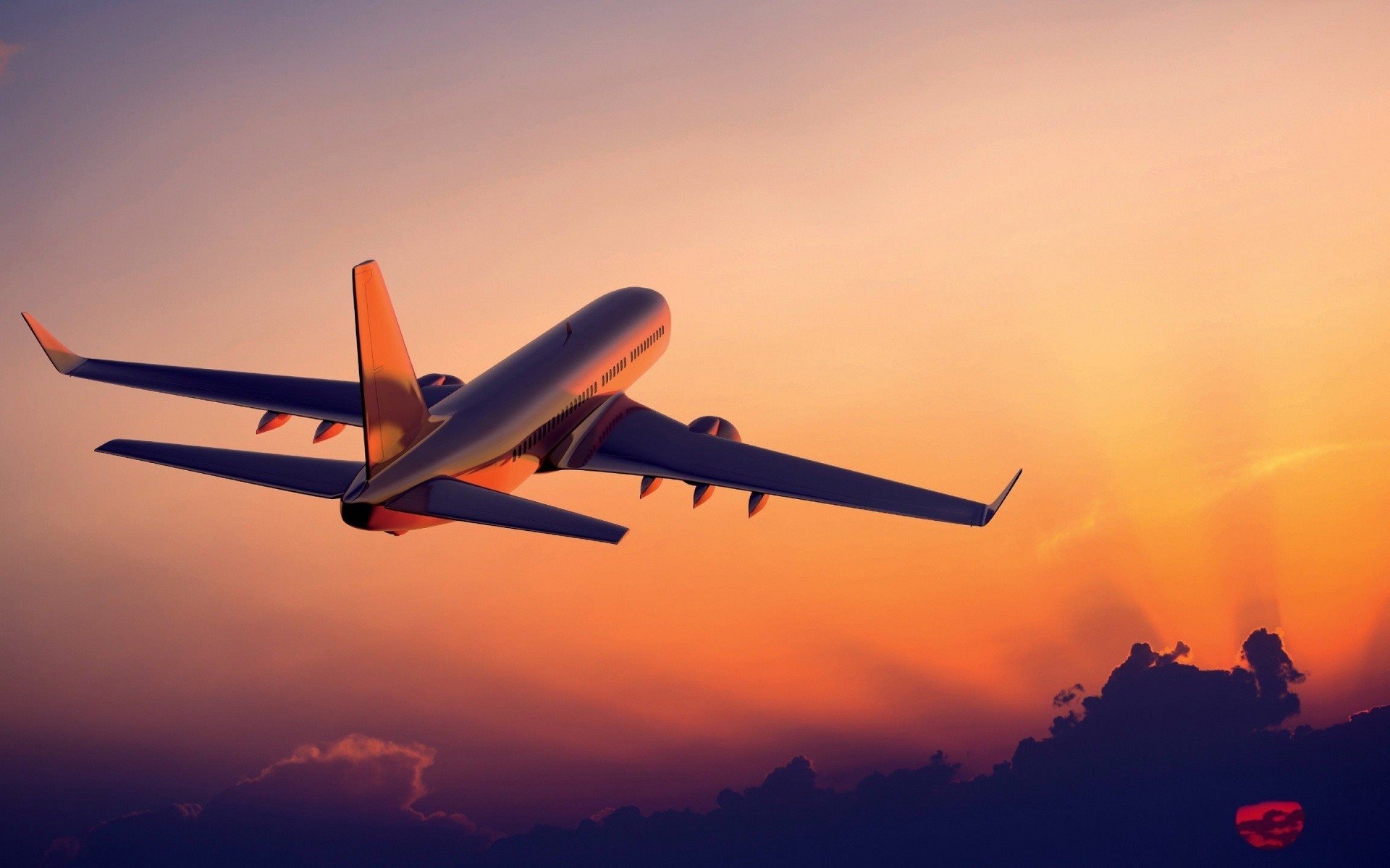 aircraft, Passenger aircraft, Airplane, Sunset, Clouds Wallpaper