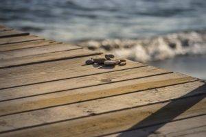 pebbles, Wood, Sea