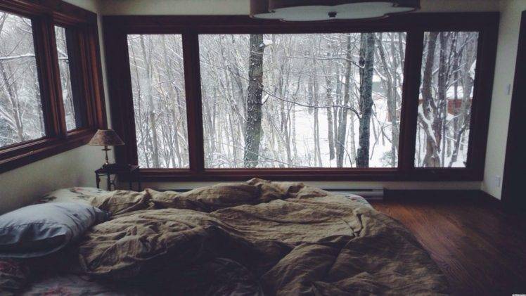 forest, Winter, Window, Pillow, Room HD Wallpaper Desktop Background