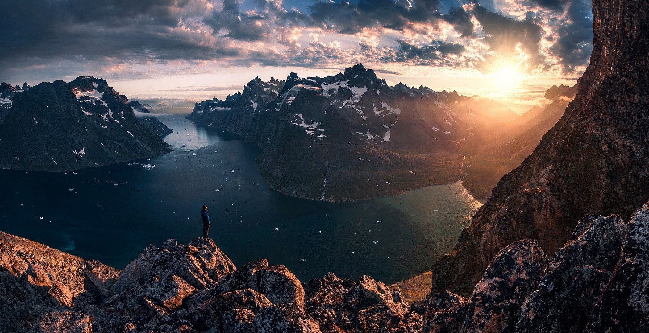 mountain, Clouds, Sunset, Greenland Wallpaper