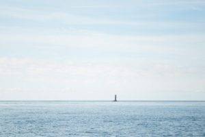 lighthouse, Minimalism, Sea