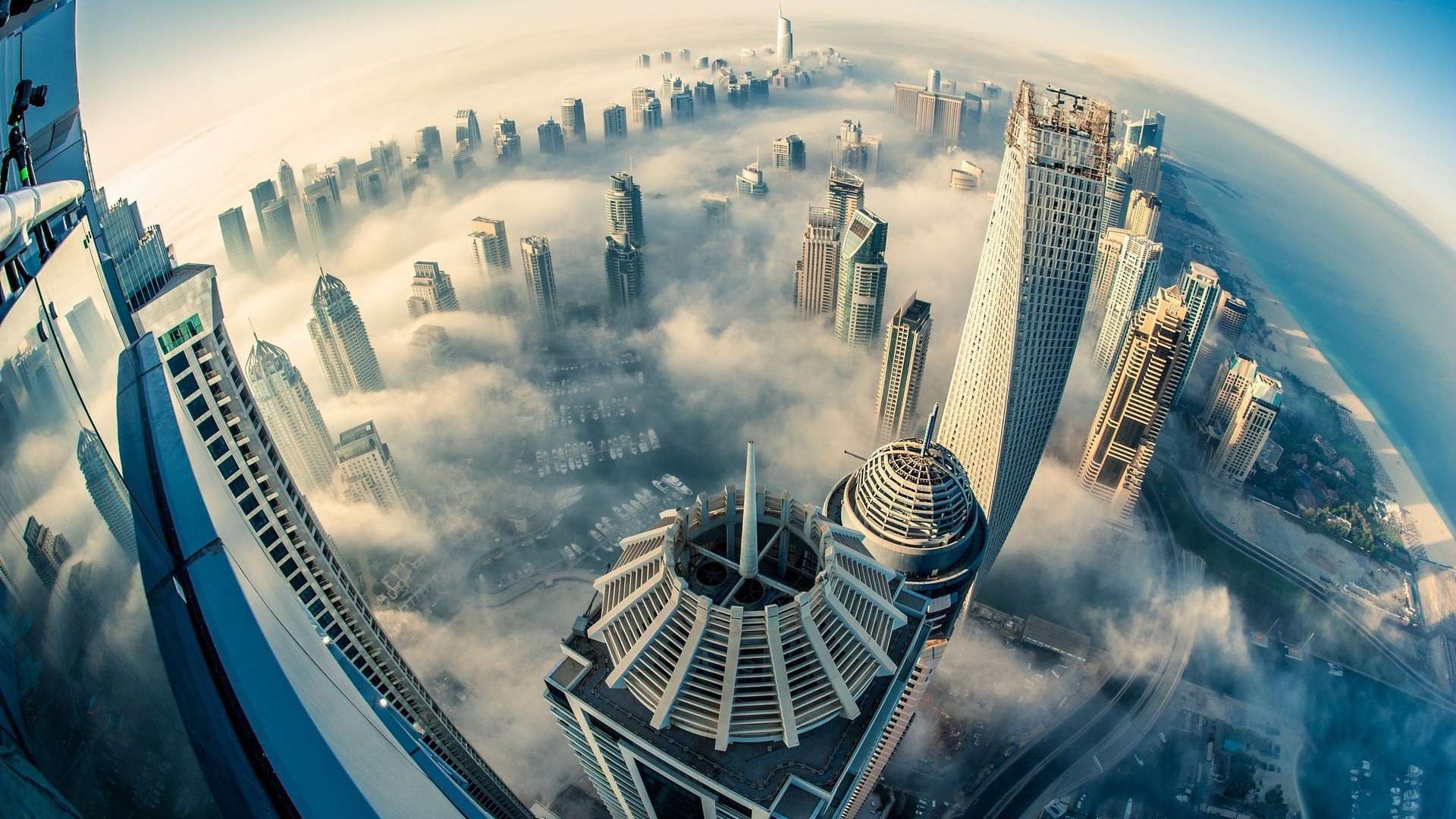 Dubai, Clouds, Mist, City Wallpaper