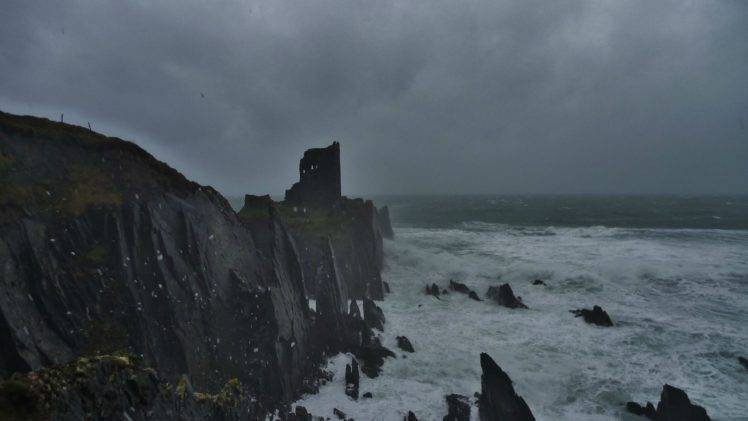 castle, Ireland, Sea, Abandoned HD Wallpaper Desktop Background