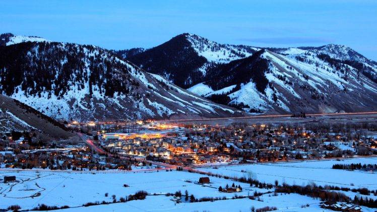 winter, Snow, Mountain, Town, Wyoming, Jackson HD Wallpaper Desktop Background