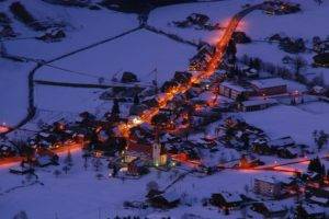snow, Town, Marbach, Germany, Winter