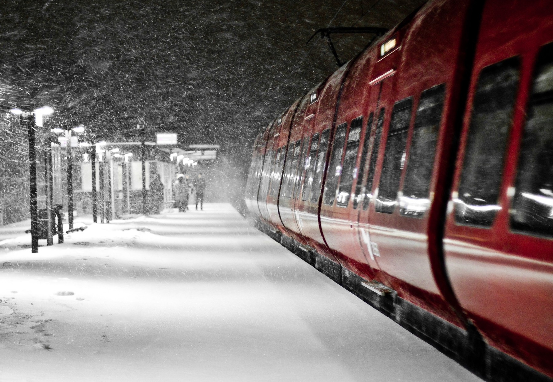 snow, Vehicle, Train, Night Wallpaper