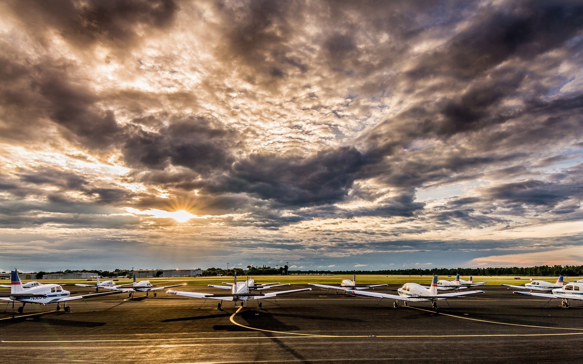 aircraft, Airplane, Sunset, Clouds Wallpaper