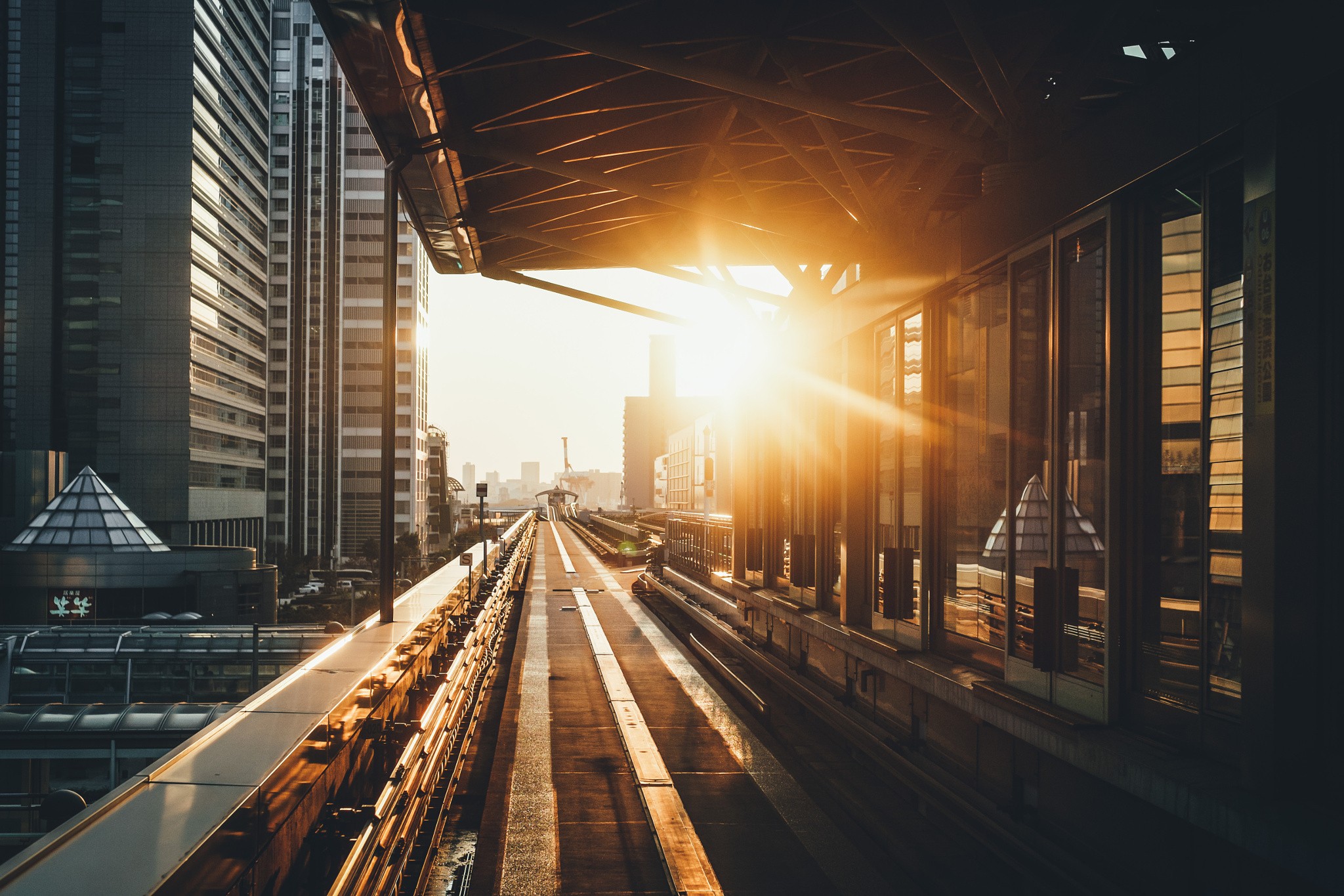 city, Bridge, Road, Building, Sunset, Japan, Sunlight Wallpaper