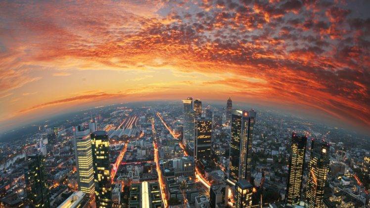city, Sky, Sunset, Frankfurt, Germany HD Wallpaper Desktop Background