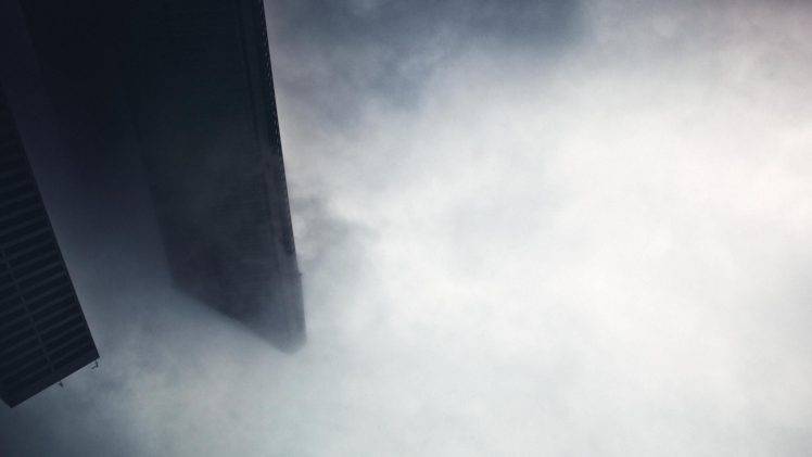 clouds, Mist, Building, City, Inverted HD Wallpaper Desktop Background