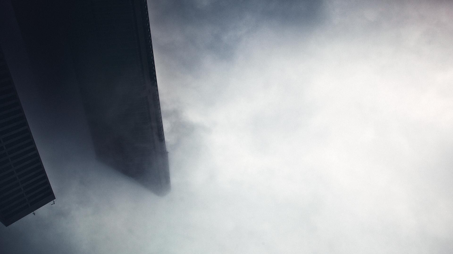 clouds, Mist, Building, City, Inverted Wallpaper