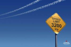 warning signs, Road sign, Signs, Cosmic Motors, Contrails, Clear sky, Blue background, Minimalism, Speed limit, Numbers