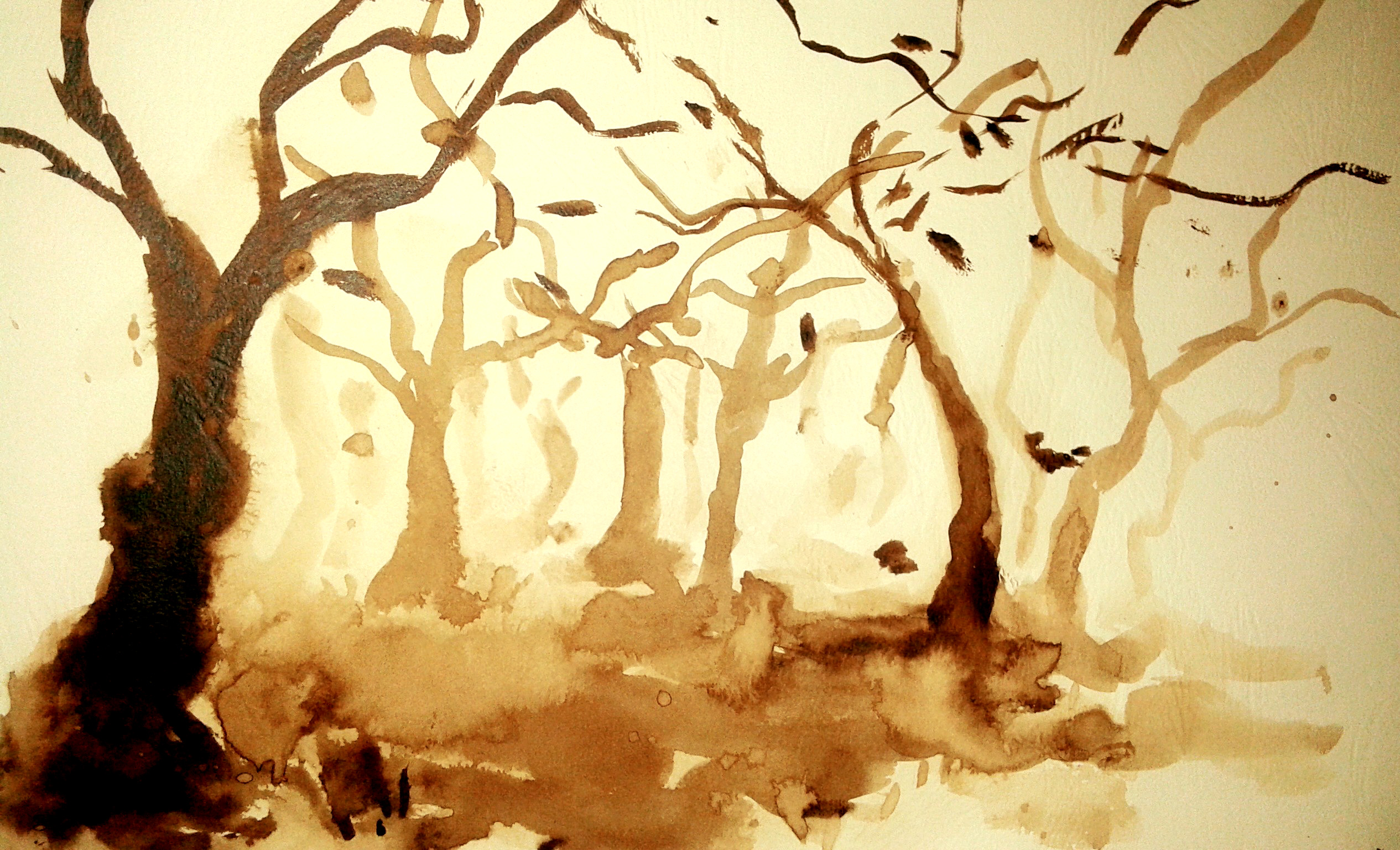 painting, Forest, Watercolor Wallpaper
