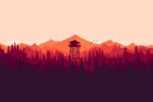 forest, Artwork, Tower, Mountain, Firewatch