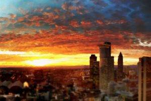 Frankfurt, Skyline, Sunset, Filter