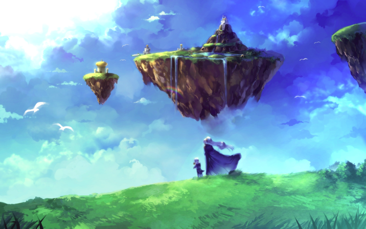 floating island, Chrono Trigger, Magus, Schala HD Wallpaper Desktop Background