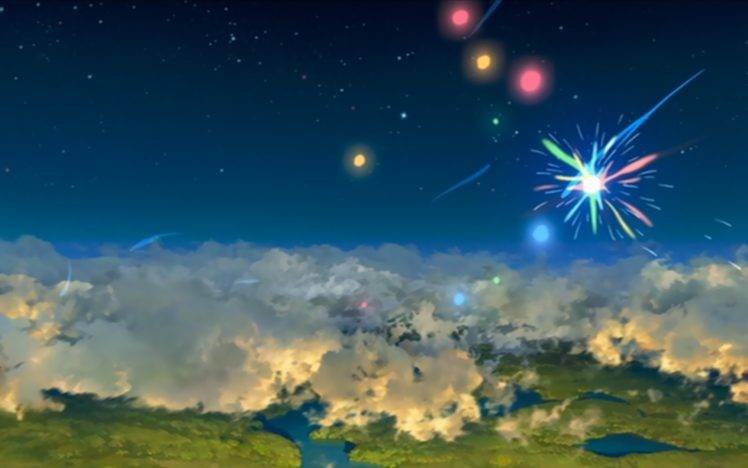 digital art, Fireworks, Sky, Clouds HD Wallpaper Desktop Background