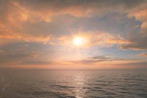 World of Warships, Sunset, Sea, Clouds