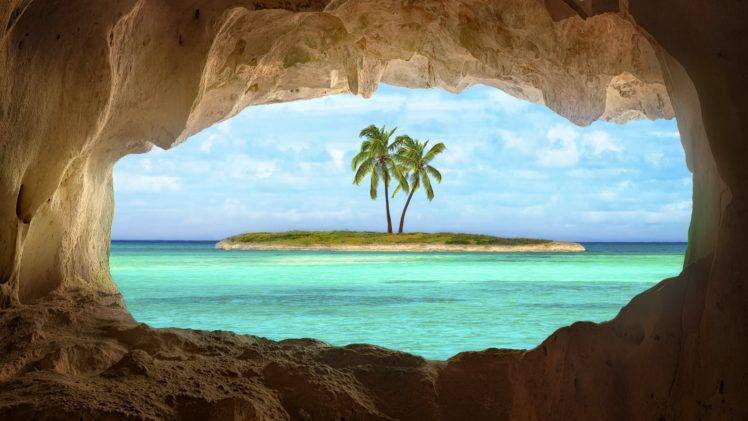 island, Palm trees HD Wallpaper Desktop Background