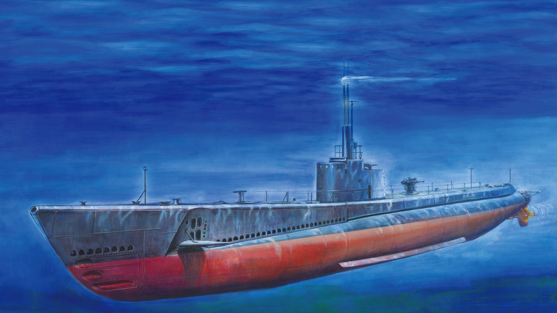 vehicle, Submarine, Drawing, Underwater, Sea, USA, Blue Wallpaper