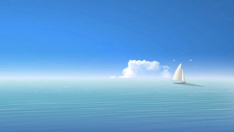 sea, Boat, Seagulls HD Wallpaper Desktop Background