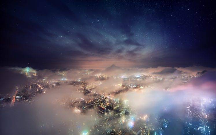 New York City, Clouds, Empire State Building, Cityscape, Long exposure, Mist HD Wallpaper Desktop Background