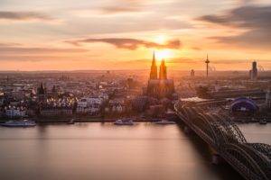 Cologne, Köln, Germany, Sunset, Cologne Cathedral, Rhein