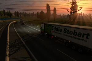 Euro Truck Simulator 2, Sunset, Truck, Lorry, Trees