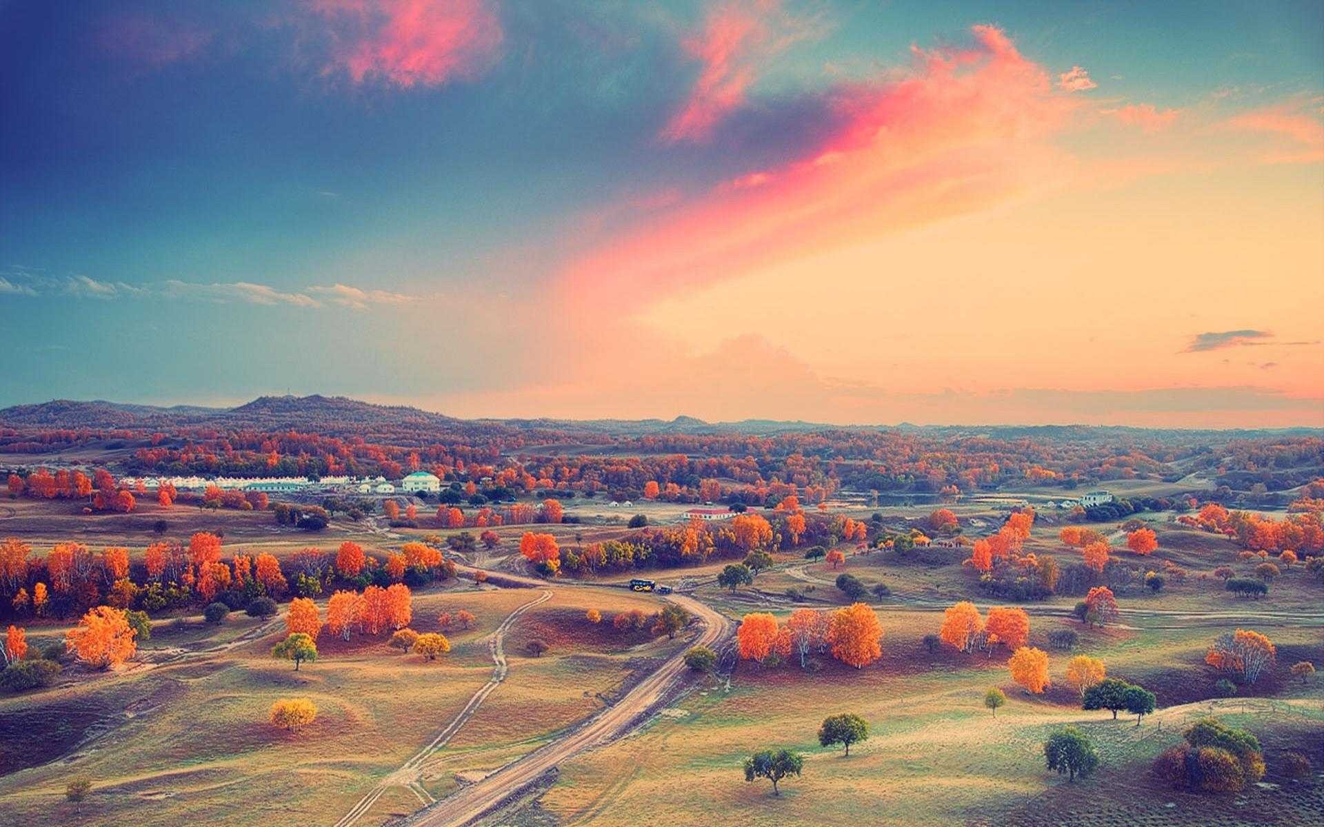 fall, Horizon, Sky Wallpaper