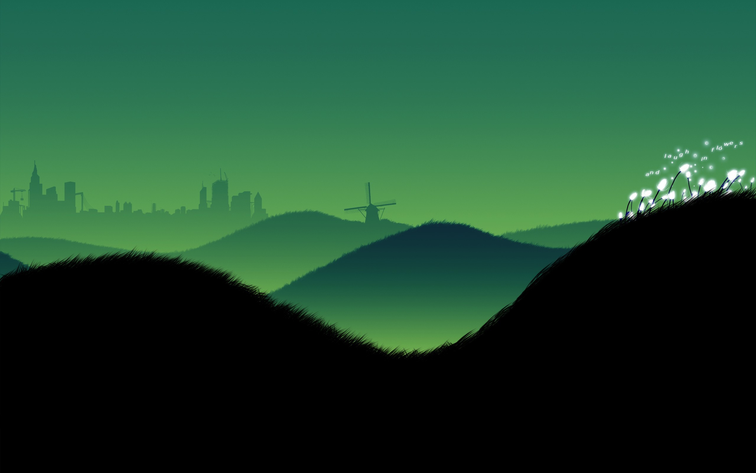 windmills, City, Construction, Hill, Grass Wallpaper