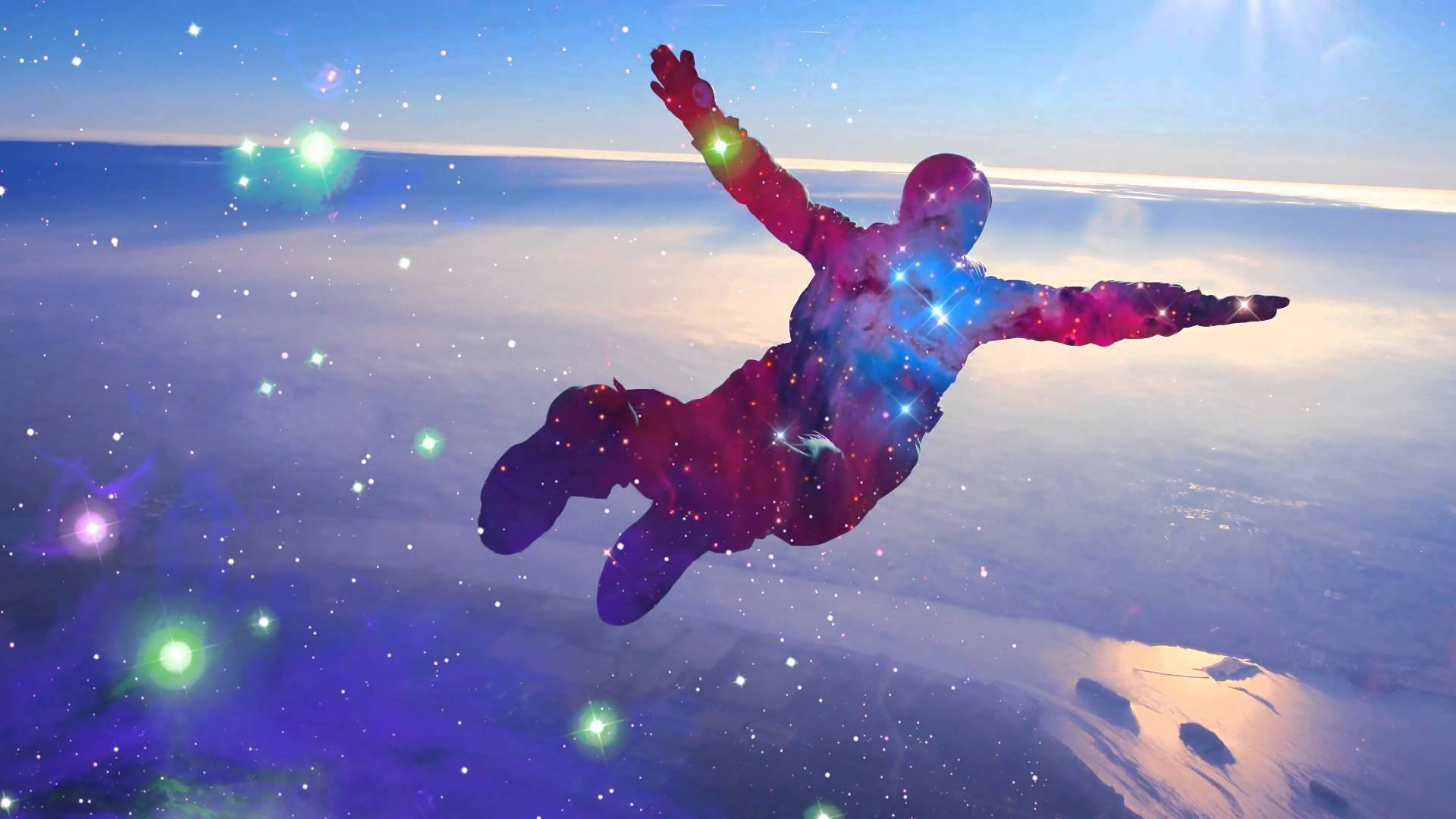 stars, Jumping, Sky, Skydiver Wallpaper