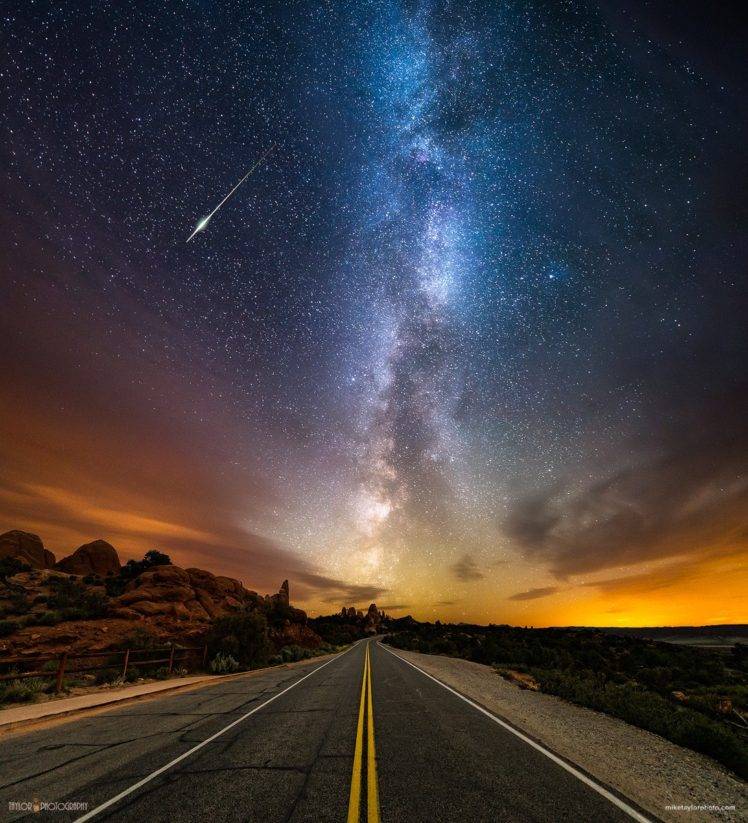landscape, Long exposure, Stars, Road, Milky Way HD Wallpaper Desktop Background