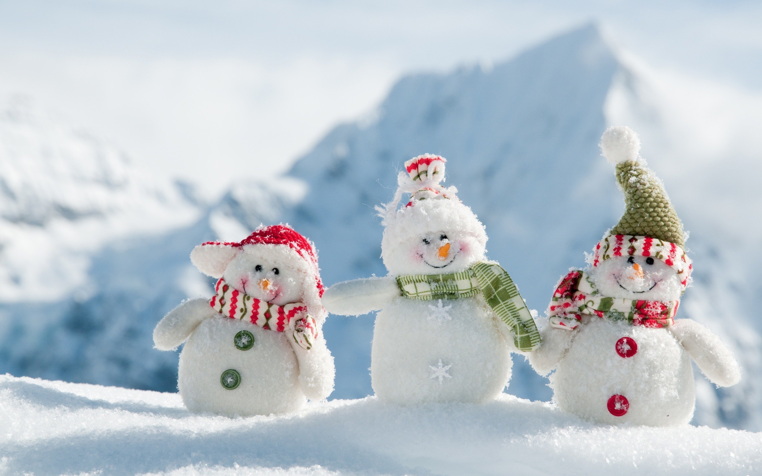 snowmen, Snow, Depth of field, Winter Wallpaper